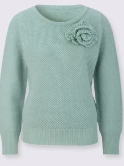 Pull à manches longues en mélange de laine avec application florale