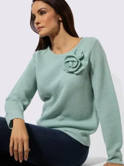 Pull à manches longues en mélange de laine avec application florale