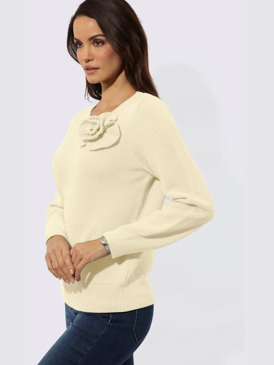 Pull à manches longues en mélange de laine avec application florale