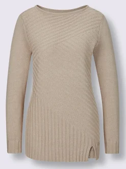 Pull à manches longues en mélange coton lyocell chiné