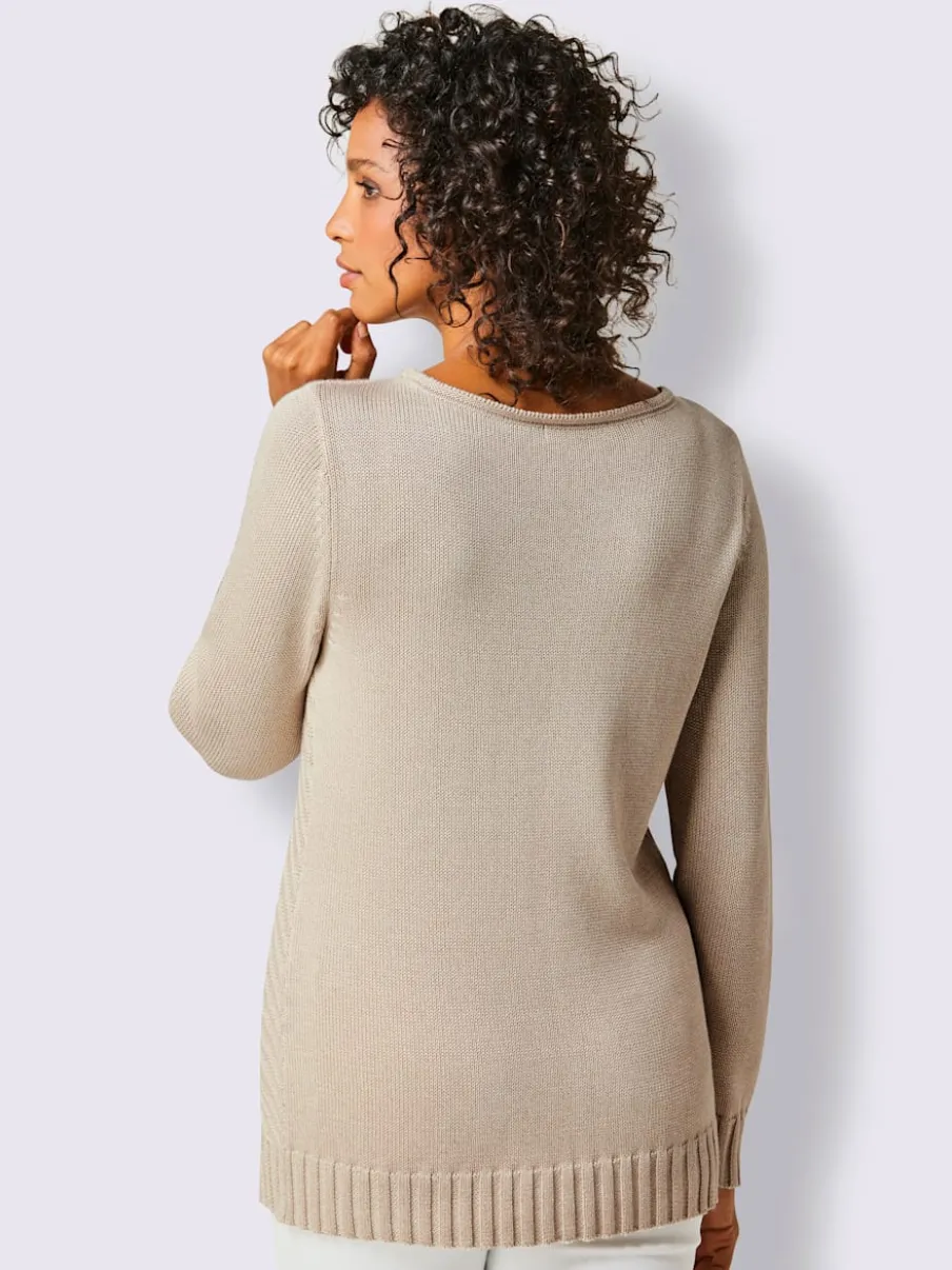 Pull à manches longues en mélange coton lyocell chiné