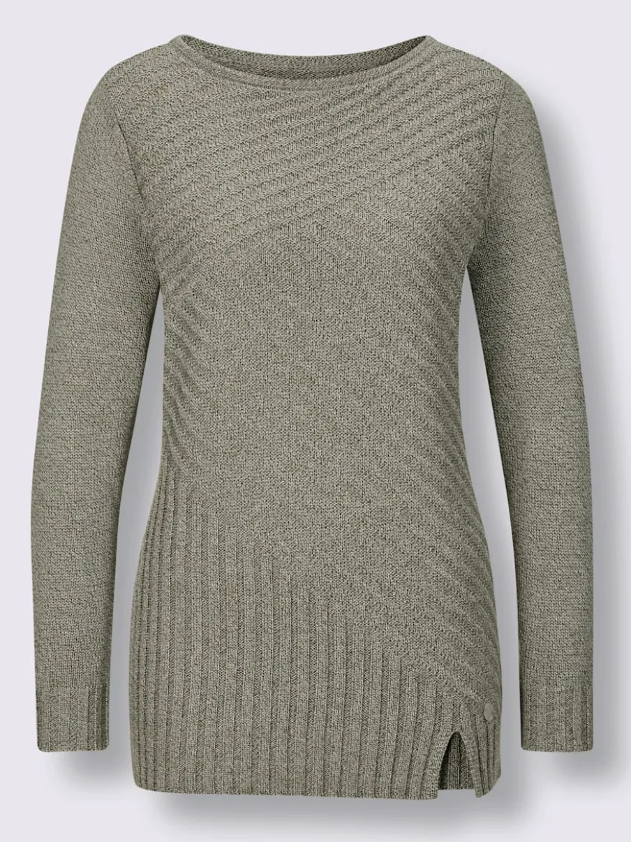 Pull à manches longues en mélange coton lyocell chiné