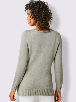 Pull à manches longues en mélange coton lyocell chiné