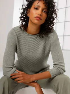 Pull à manches longues en mélange coton lyocell chiné
