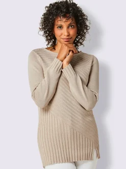 Pull à manches longues en mélange coton lyocell chiné