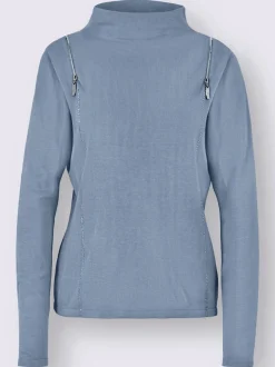Pull à manches longues en tricot fin avec col montant