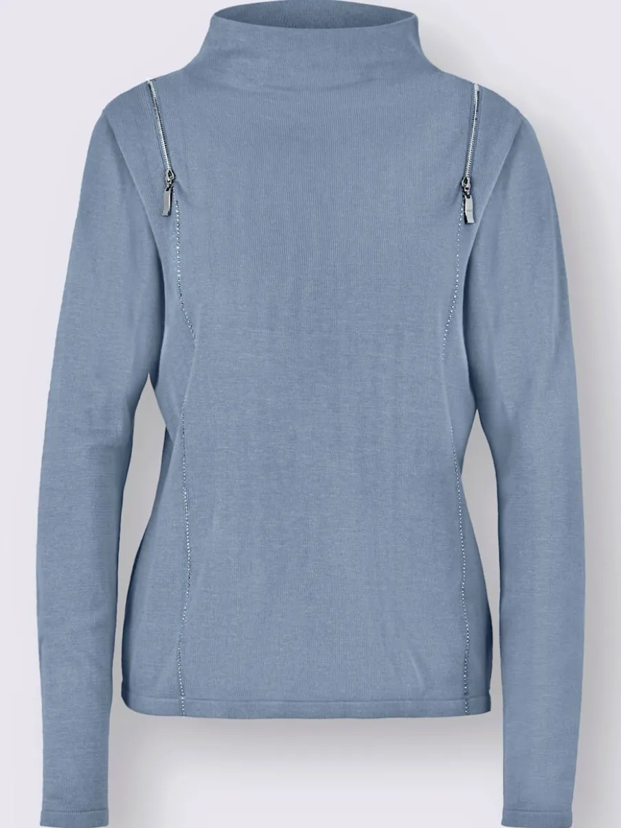 Pull à manches longues en tricot fin avec col montant