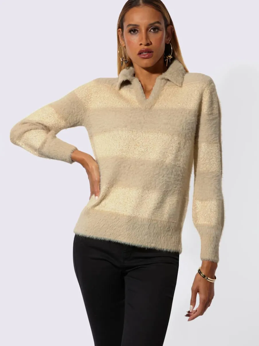 Pull à manches longues fil brillant