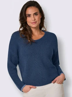 Pull à manches longues mélange coton et lyocell de qualité