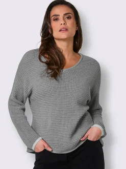 Pull à manches longues mélange coton et lyocell de qualité