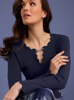 Pull à manches longues mélange de soie et viscose de qualité