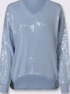 Pull à manches longues orné de paillettes brillantes
