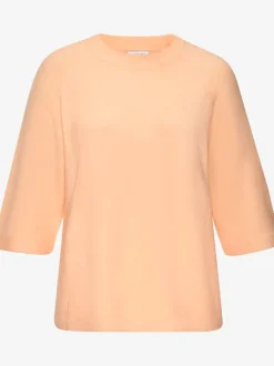 Pull à manches mi-longues encolure ronde avec bords-côtes tricotés