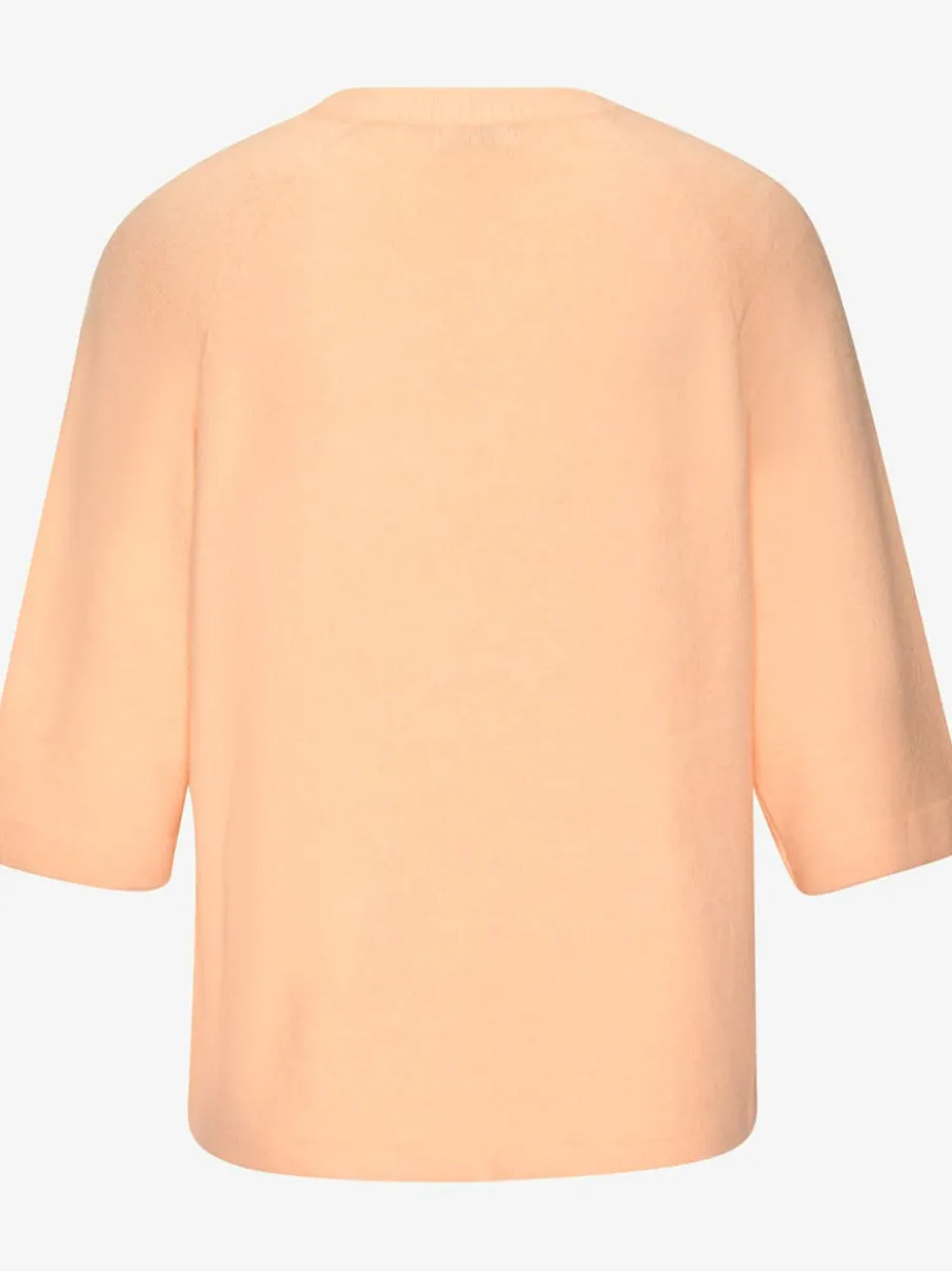 Pull à manches mi-longues encolure ronde avec bords-côtes tricotés
