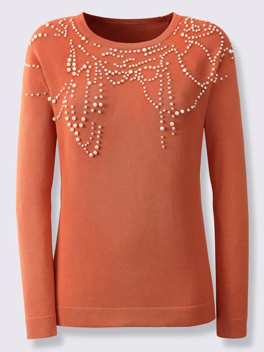Pull à manches raglan en modal avec perles décoratives