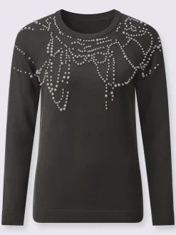 Pull à manches raglan en modal avec perles décoratives