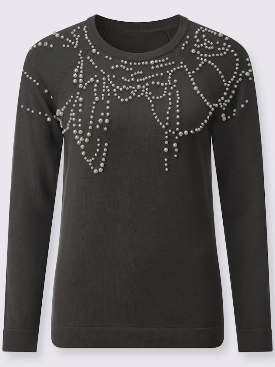Pull à manches raglan en modal avec perles décoratives