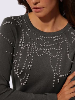 Pull à manches raglan en modal avec perles décoratives