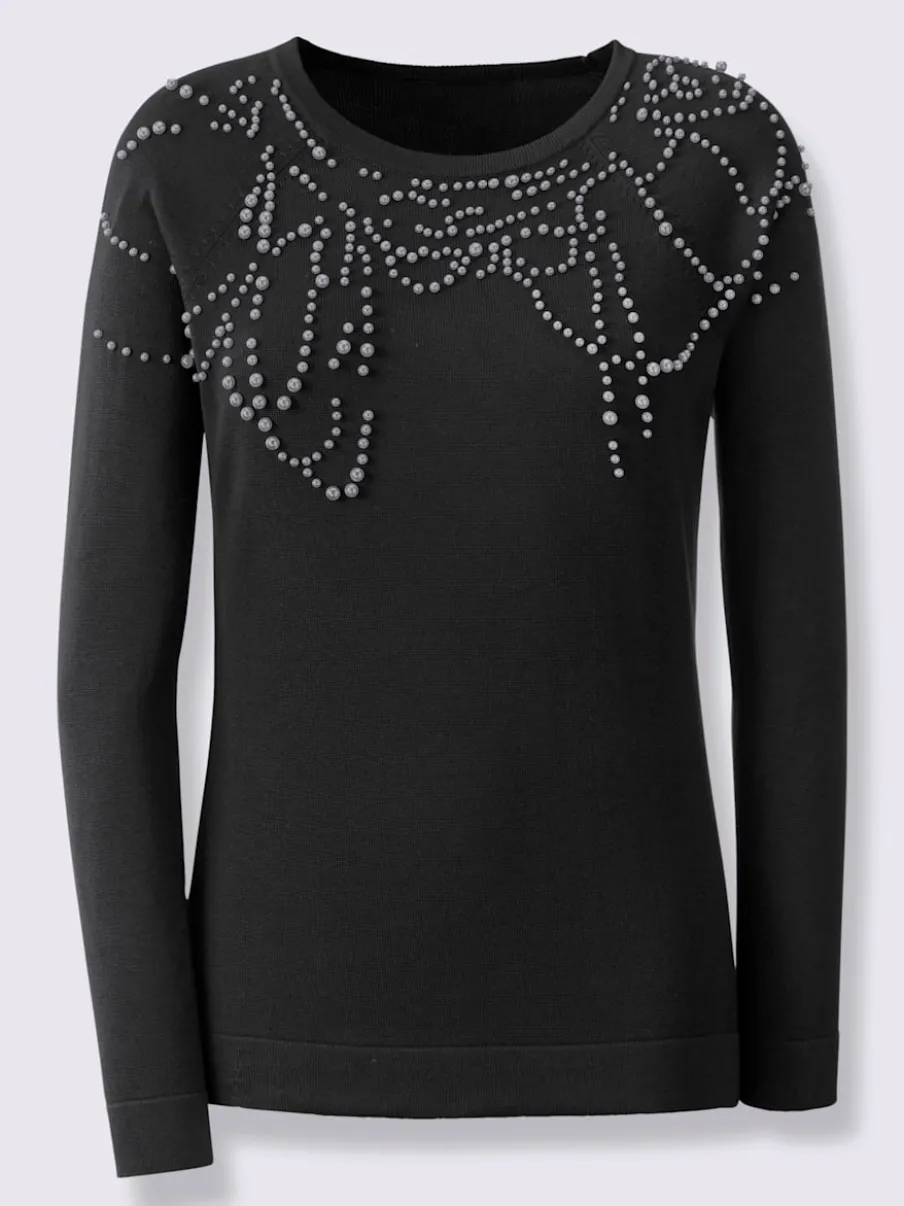 Pull à manches raglan en modal avec perles décoratives