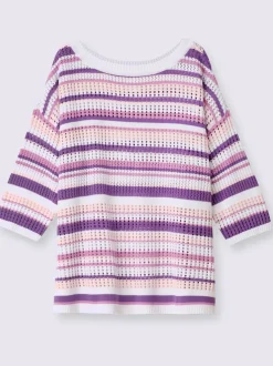 Pull à manches 3/4 tricot ajouré