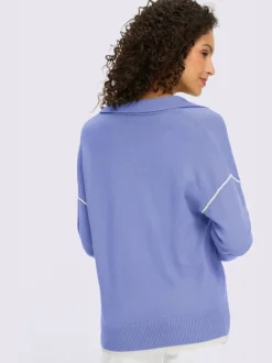 Pull polo avec col ouvert et manches longues en viscose ECOVERO