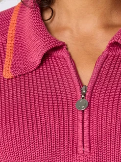 Pull polo en lyocell et coton avec col polo et manches longues