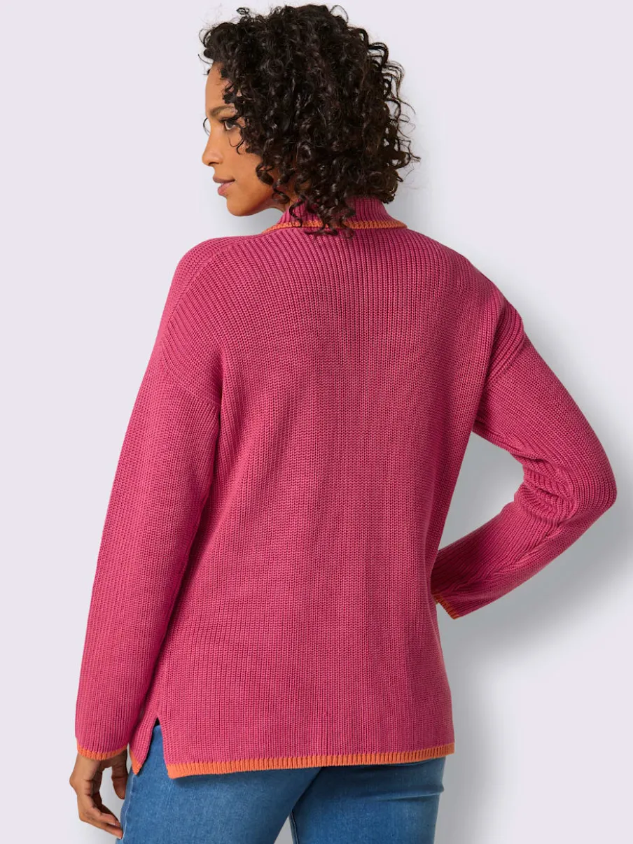 Pull polo en lyocell et coton avec col polo et manches longues