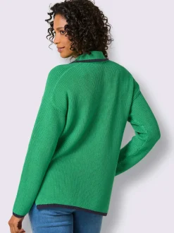 Pull polo en lyocell et coton avec col polo et manches longues