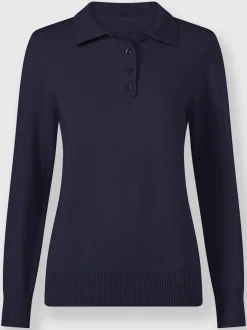 Pull polo en tricot fin à manches longues côtelées
