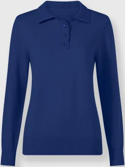 Pull polo en tricot fin à manches longues côtelées