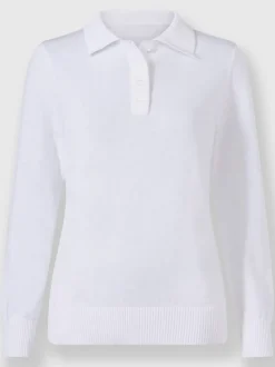 Pull polo en tricot fin à manches longues côtelées