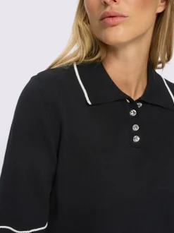 Pull polo à patte de boutonnage et boutons brillants
