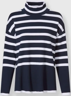 Pull à rayures avec col montant et manches longues
