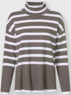 Pull à rayures avec col montant et manches longues