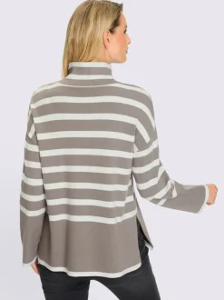 Pull à rayures avec col montant et manches longues
