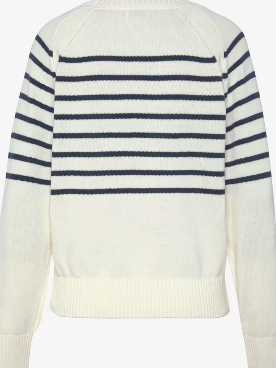 Pull à rayures avec encolure ronde et boutons sur le devant