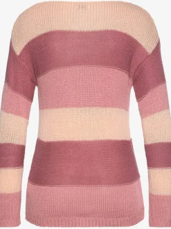 Pull à rayures avec manches longues et finitions côtelées