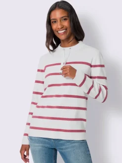 Pull à rayures marinière avec col montant et manches longues