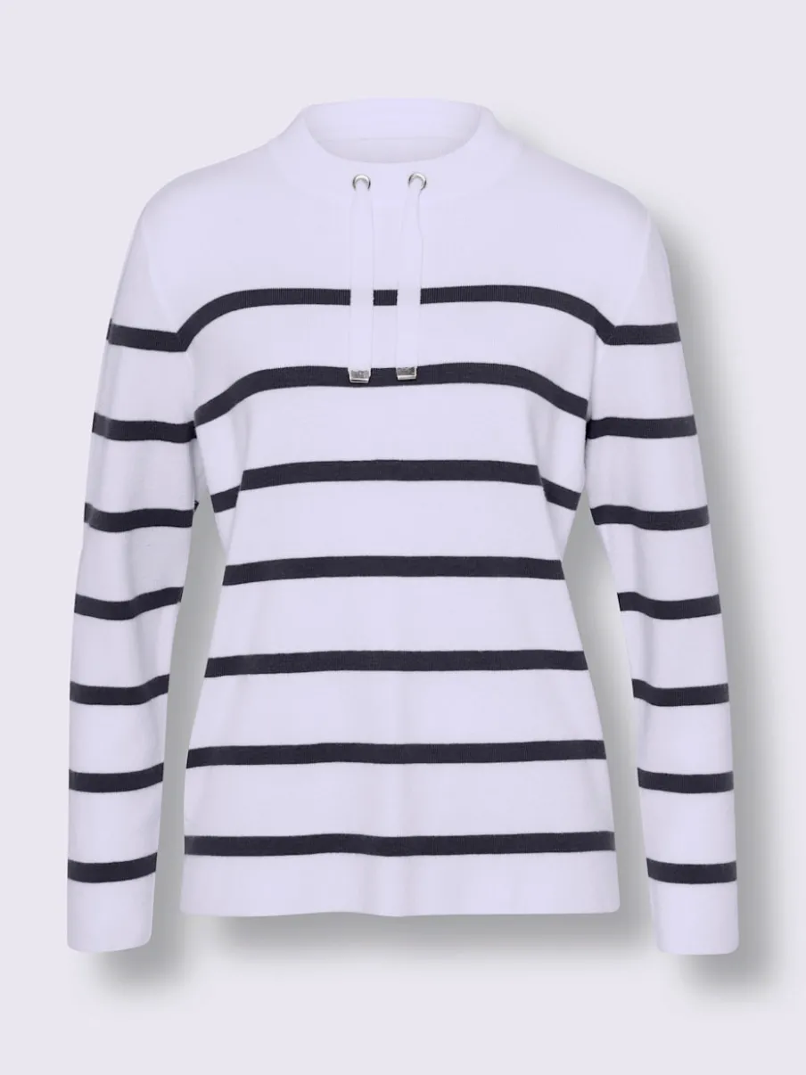 Pull à rayures marinière avec col montant et manches longues