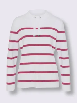 Pull à rayures marinière avec col montant et manches longues