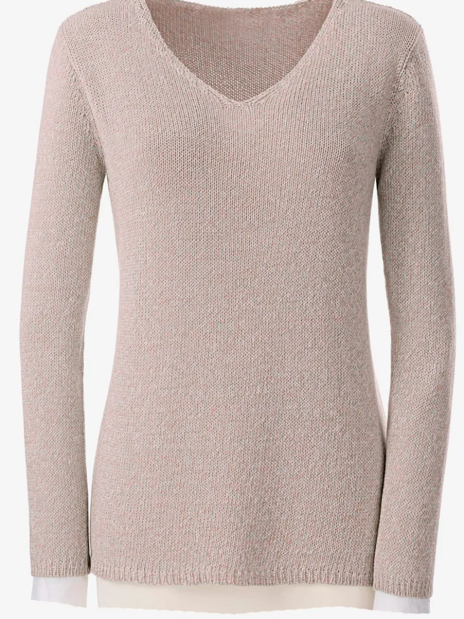 Pulls femmes à col en v et manches longues doux