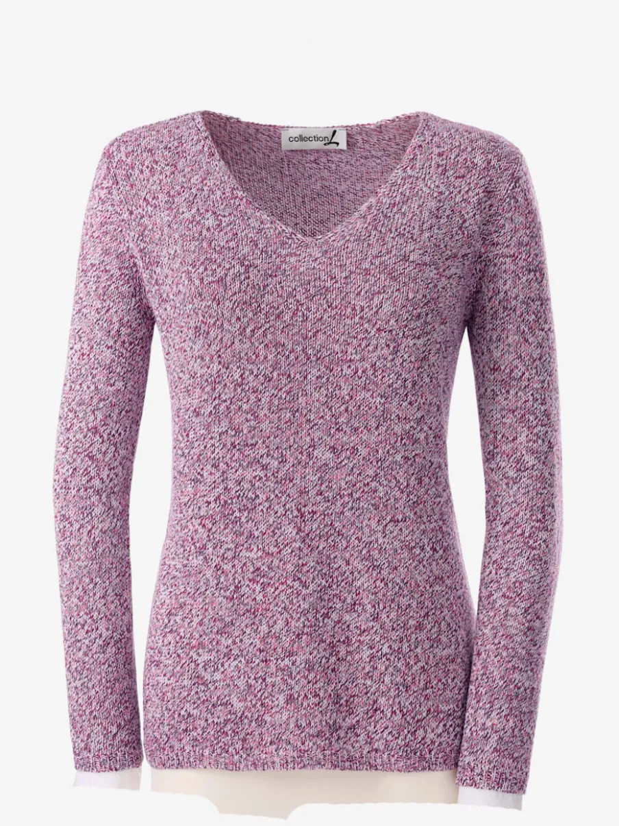 Pulls femmes à col en v et manches longues doux