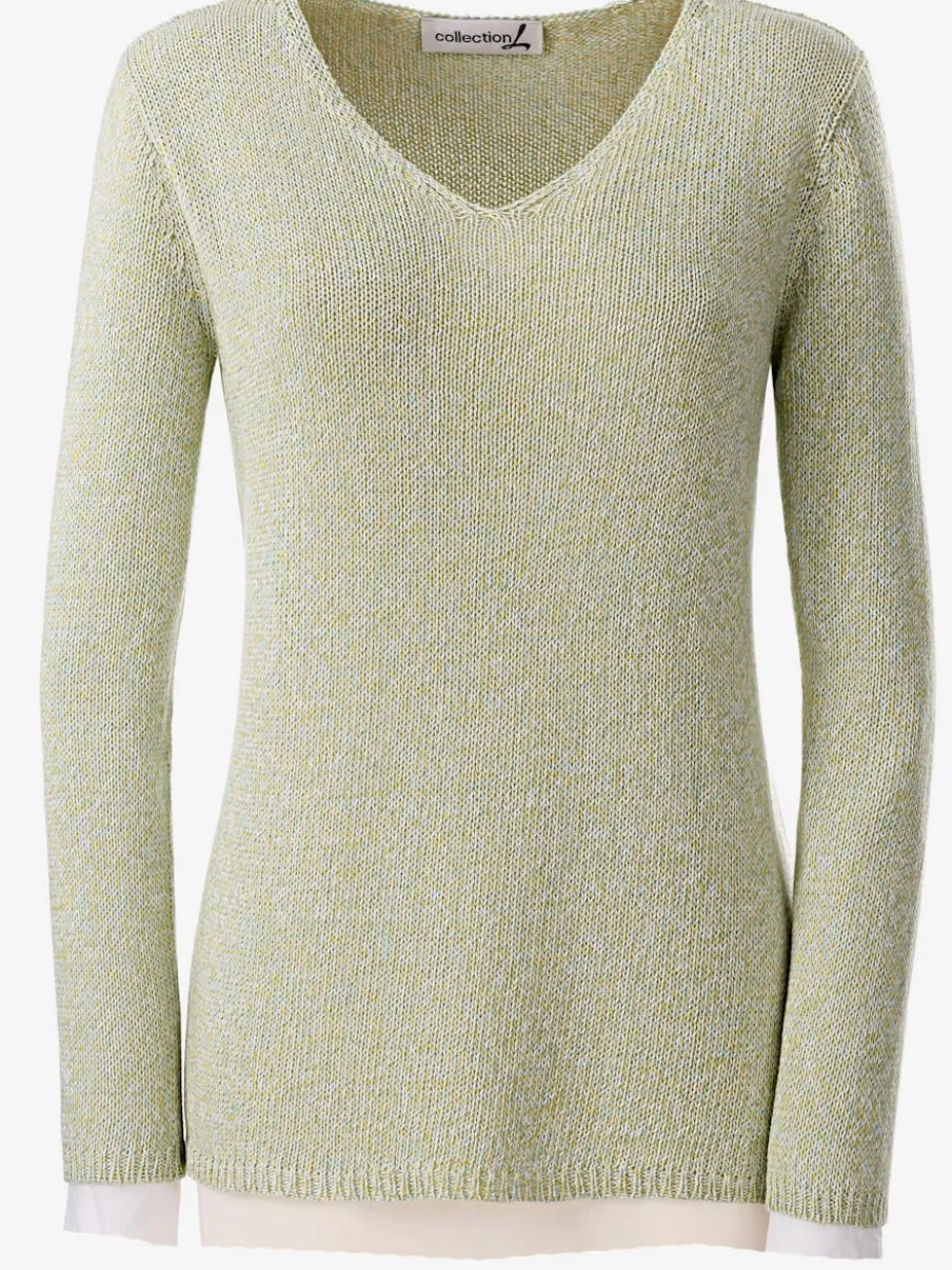 Pulls femmes à col en v et manches longues doux
