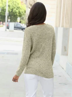 Pulls femmes à col en v et manches longues doux