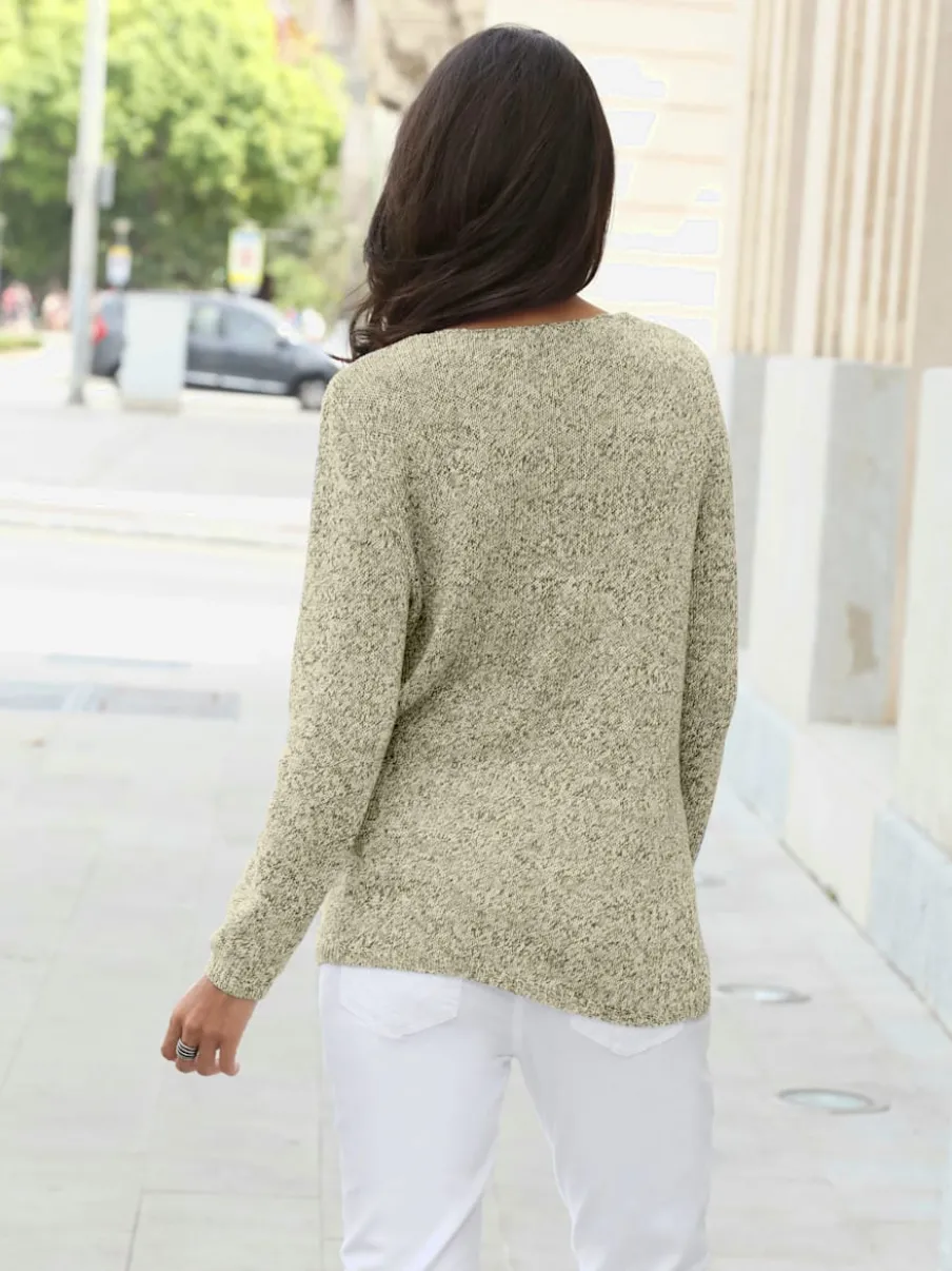 Pulls femmes à col en v et manches longues doux