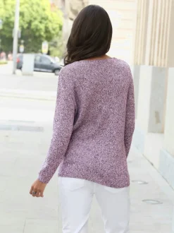 Pulls femmes à col en v et manches longues doux