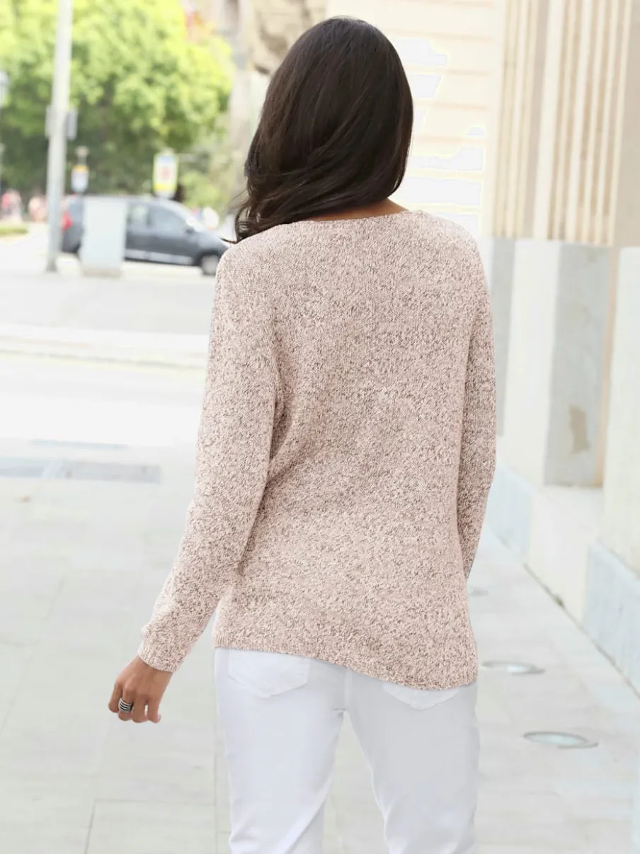 Pulls femmes à col en v et manches longues doux
