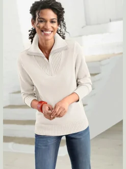 Pull sport avec col montant et manches longues côtelées