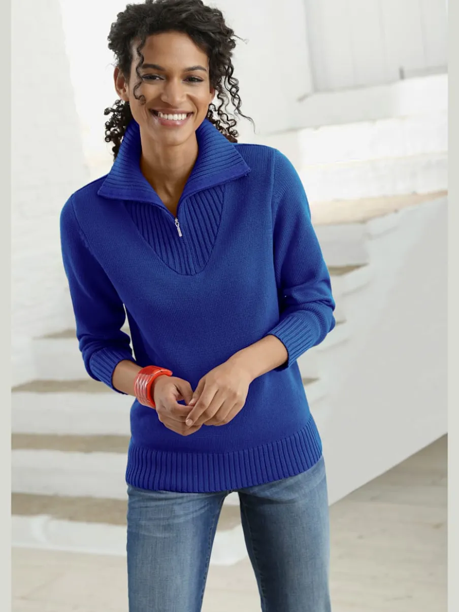 Pull sport avec col montant et manches longues côtelées