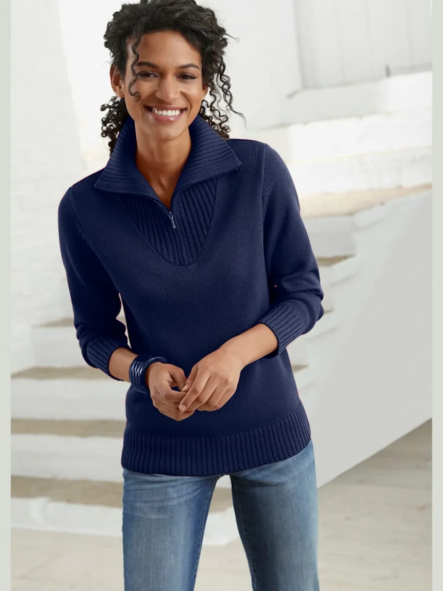Pull sport avec col montant et manches longues côtelées